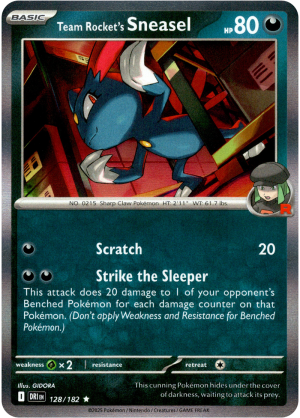 Team Rocket's Sneasel 128/182 Scarlet and Violet Destined Rivals Holo Rare Pokemon Card
