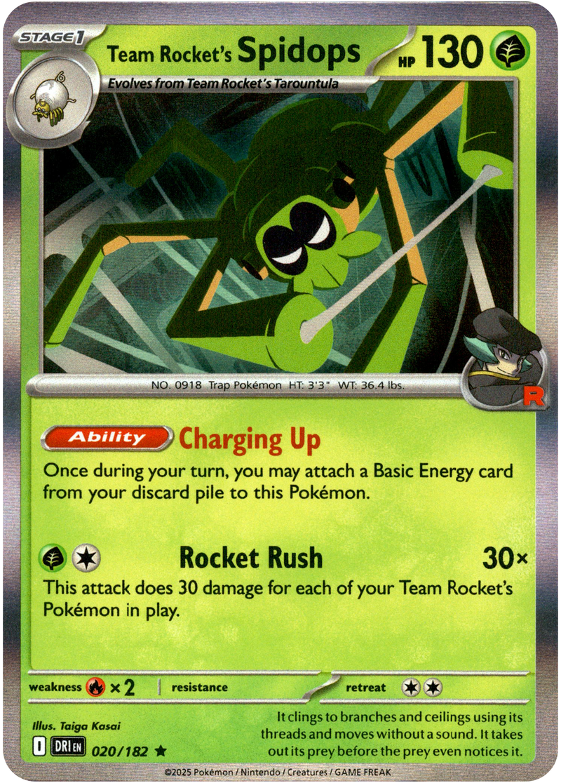 Team Rocket's Spidops 020/182 Scarlet and Violet Destined Rivals Holo Rare Pokemon Card
