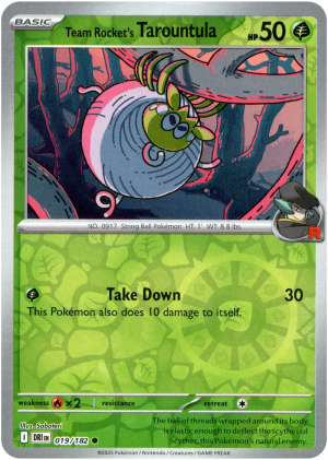 Team Rocket's Tarountula 019/182 Scarlet and Violet Destined Rivals Reverse Holo Common Pokemon Card