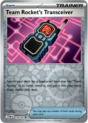 Team Rocket's Transceiver 178/182 Scarlet and Violet Destined Rivals Reverse Holo Trainer Uncommon Pokemon Card