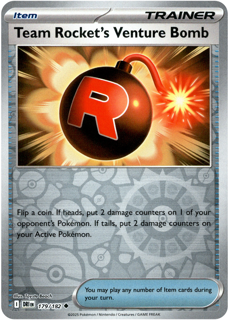 Team Rocket's Venture Bomb 179/182 Scarlet and Violet Destined Rivals Reverse Holo Trainer Uncommon Pokemon Card