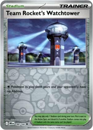 Team Rocket's Watchtower 180/182 Scarlet and Violet Destined Rivals Reverse Holo Trainer Uncommon Pokemon Card