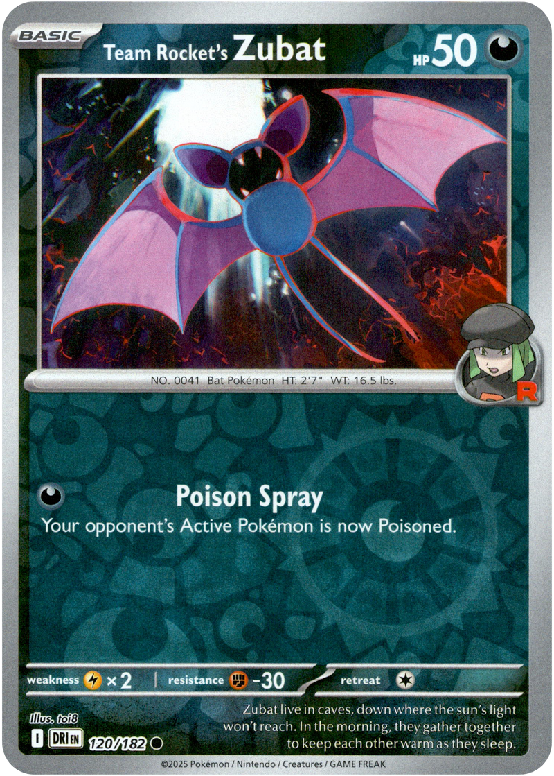Team Rocket's Zubat 120/182 Scarlet and Violet Destined Rivals Reverse Holo Common Pokemon Card