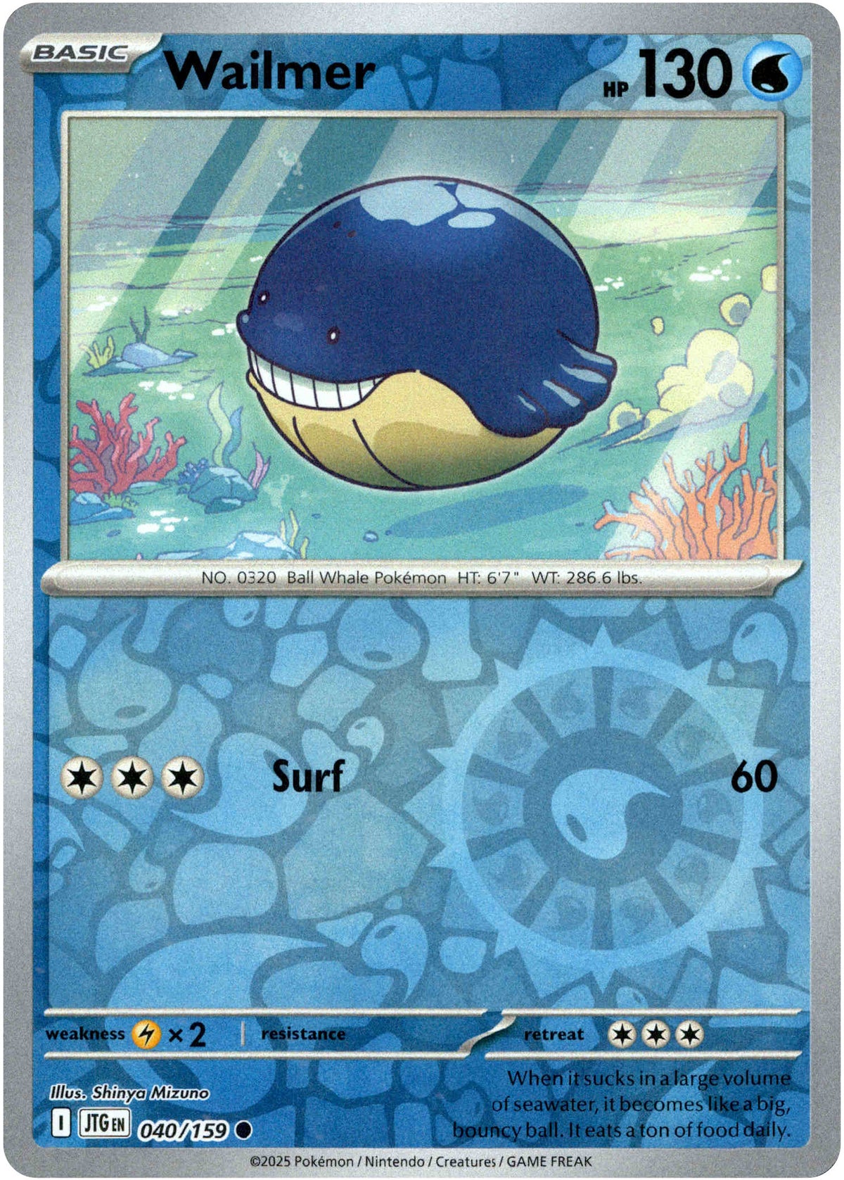 Wailmer 040/159 Scarlet and Violet Journey Together Reverse Holo Common Pokemon Card