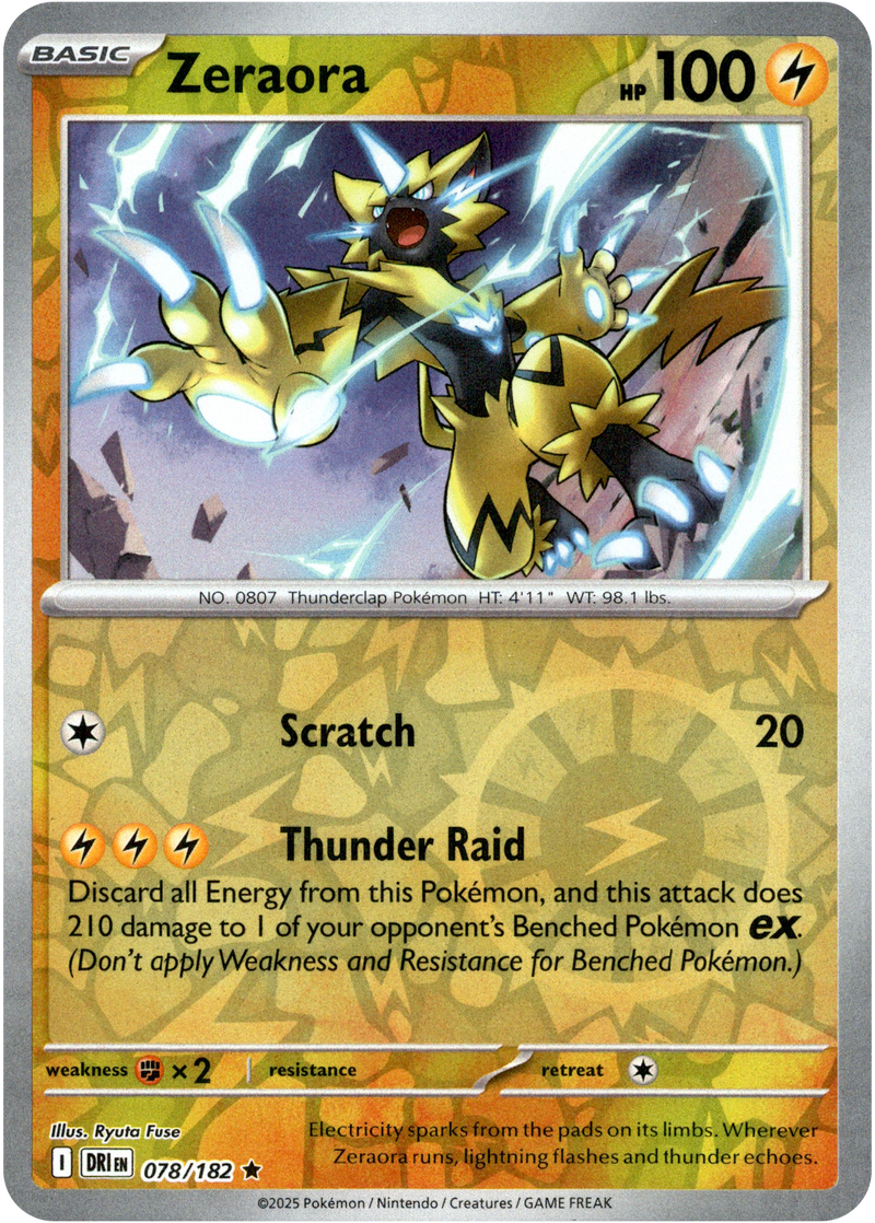 Zeraora 078/182 Scarlet and Violet Destined Rivals Reverse Holo Rare Pokemon Card