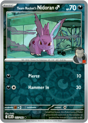 Team Rocket's Nidoran 117/182 Scarlet and Violet Destined Rivals Reverse Holo Common Pokemon Card