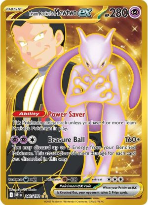 Team Rocket's Mewtwo ex 240/182 Scarlet and Violet Destined Rivals Gold Rare Pokemon Card