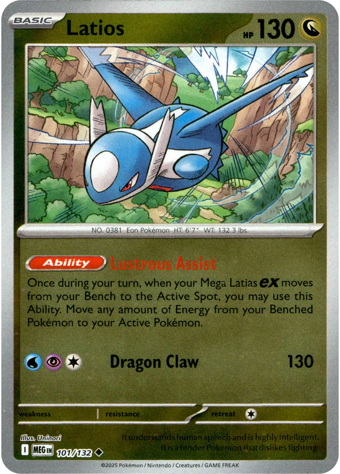 Latios 101/132 Mega Evolution Reverse Holo Uncommon Pokemon Card