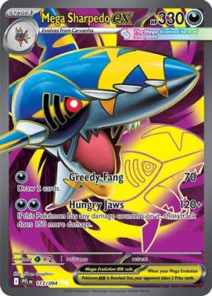 Mega Sharpedo ex 113/094 Phantasmal Flames Full Art Rare Pokemon Card