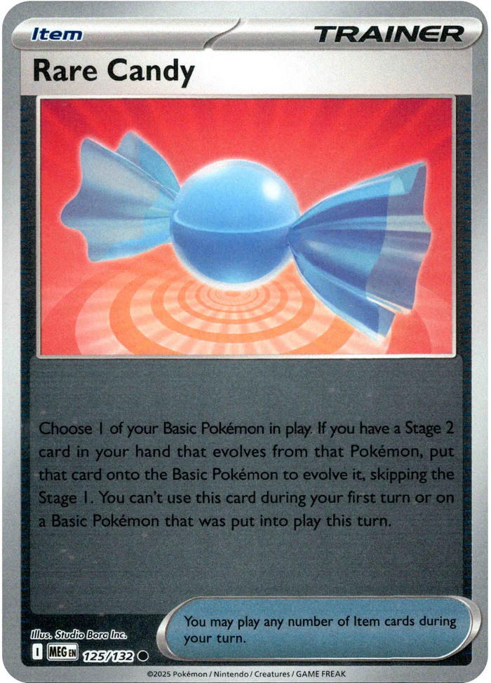 Rare Candy 125/132 Mega Evolution Reverse Holo Trainer Common Pokemon Card