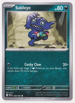 Sableye 059/094 Phantasmal Flames Reverse Holo Common Pokemon Card