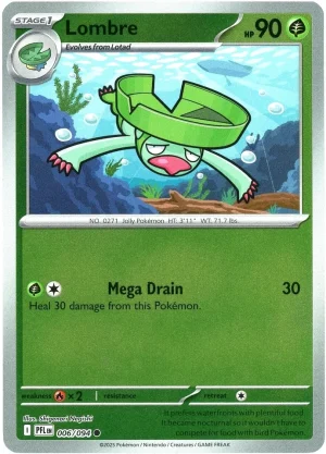 Lombre 006/094 Phantasmal Flames Reverse Holo Common Pokemon Card