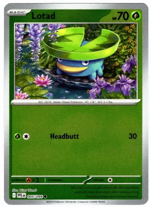 Lotad 005/094 Phantasmal Flames Reverse Holo Common Pokemon Card