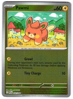 Pawmi 032/094 Phantasmal Flames Reverse Holo Common Pokemon Card